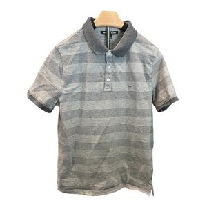 Michael Kors Men’s Polo Shirt Medium Gray Stripe ‎ Short Sleeve Polo